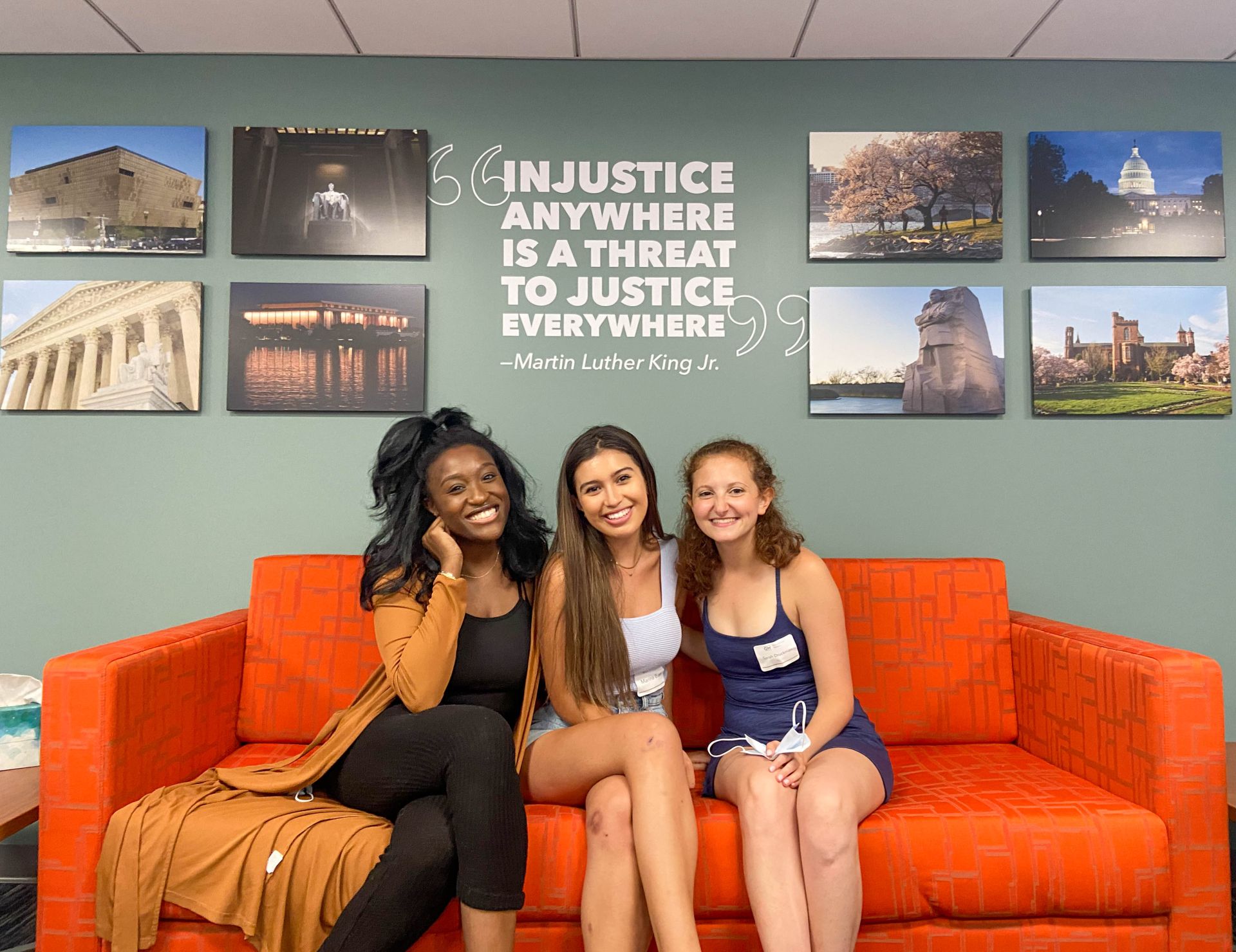 3 students sitting on couch