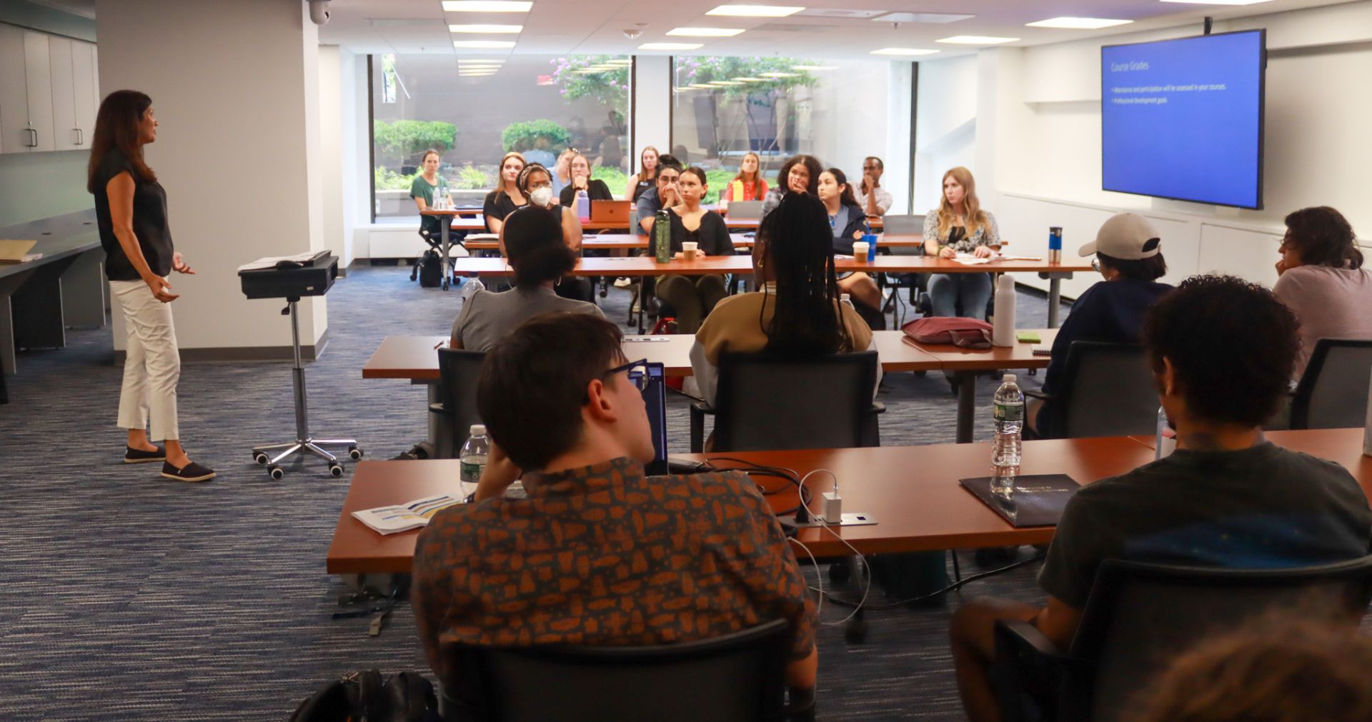 students in orientation session