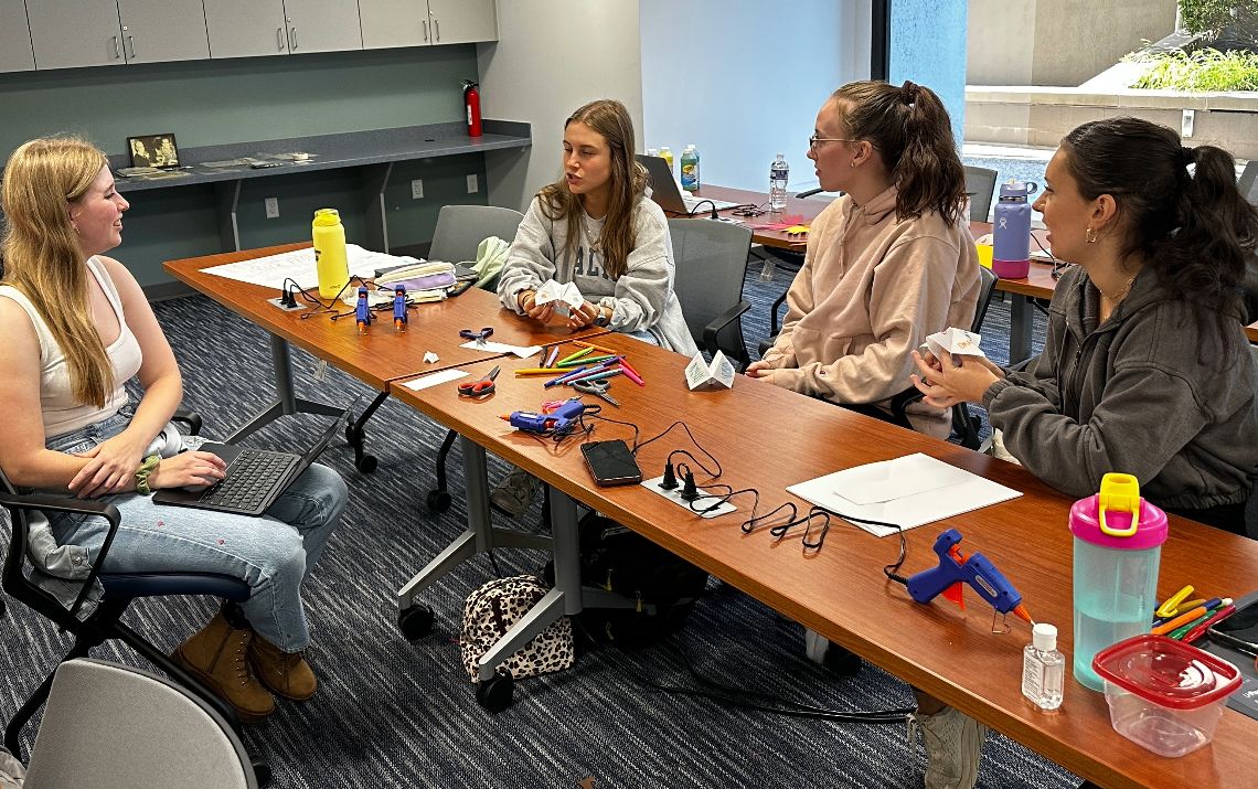 Students creating arts and crafts