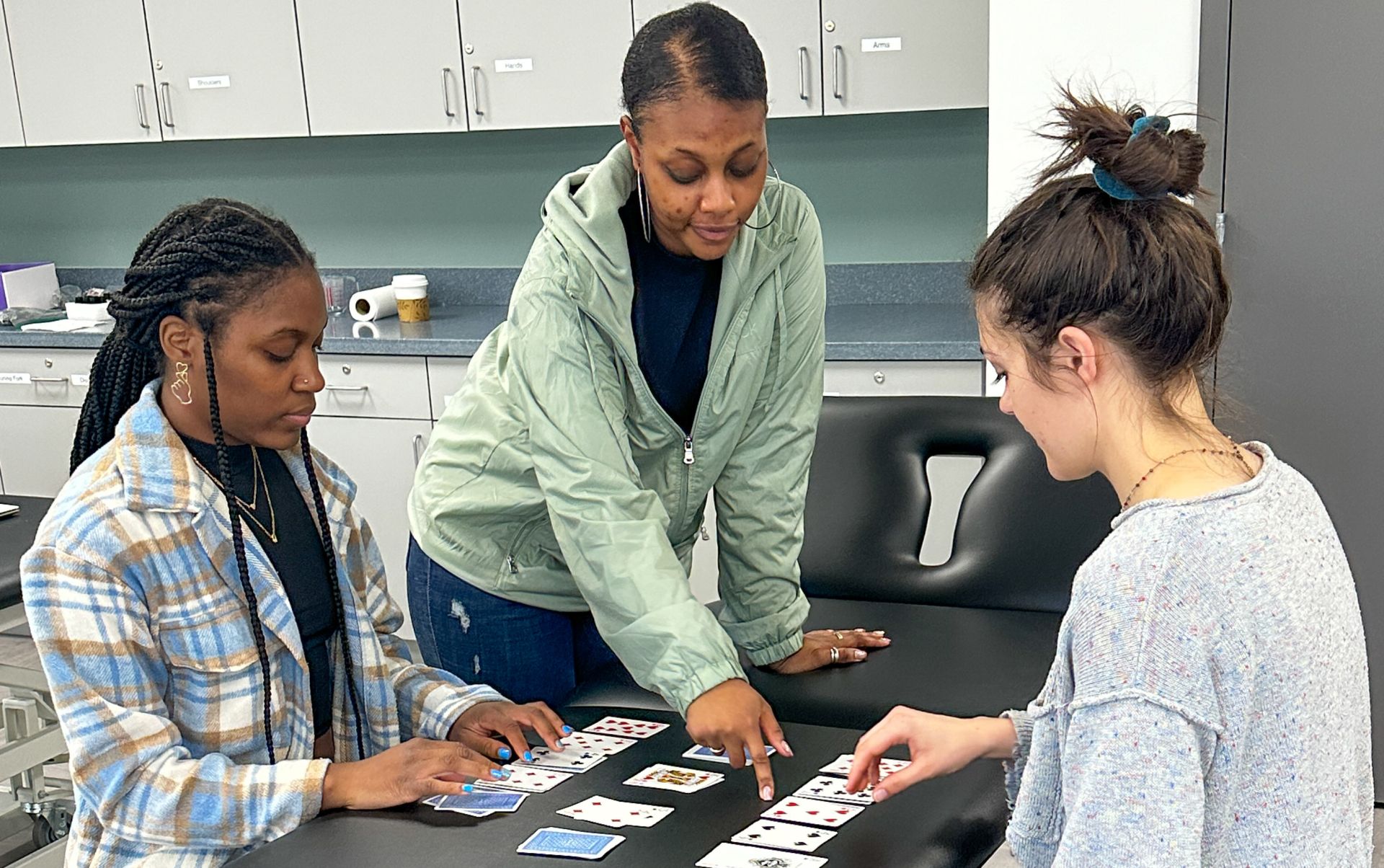 students playing cards