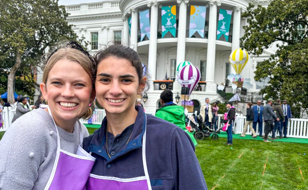 OT Students Abby and Traci smiling in front of White House