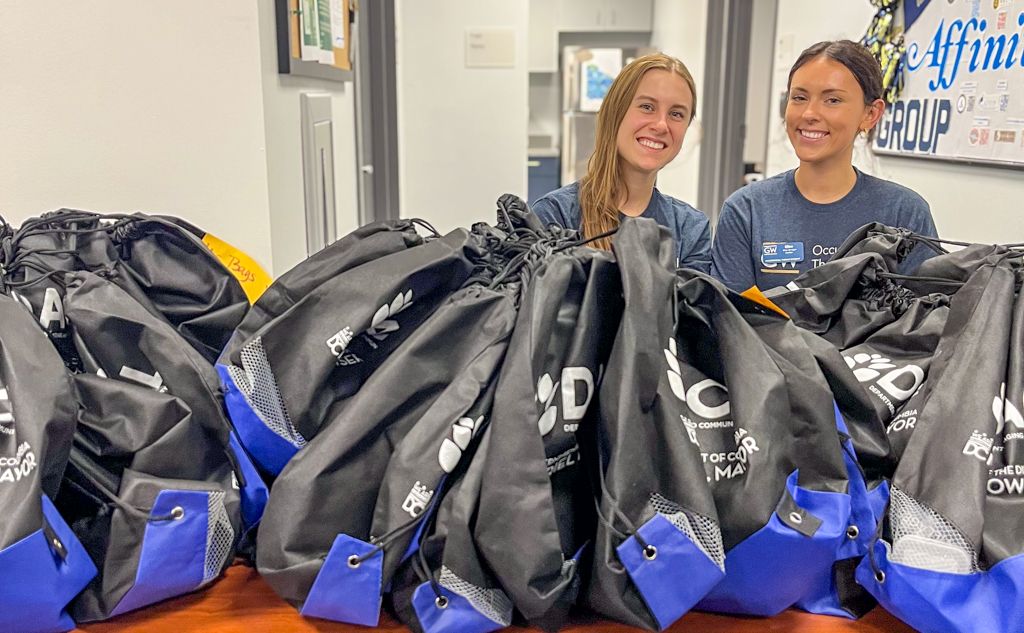 GW OT Students with Fall Prevention Swag Bag
